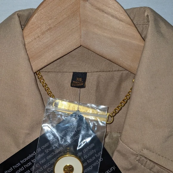 NWT IMAN Vintage Colorblock Tan And Coral Trenchcoat Size XS - Picture 8 of 11